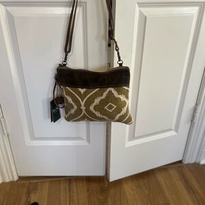 Myra Bag Tan and Brown Geometric Crossbody
